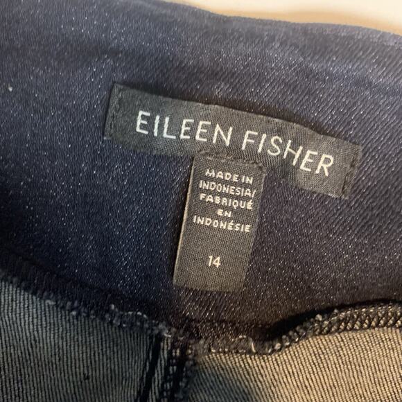 Eileen Fisher Jeans Womens 14 Pleated Front Tapered Ankle Leg Dark Wash Organic - Picture 5 of 9